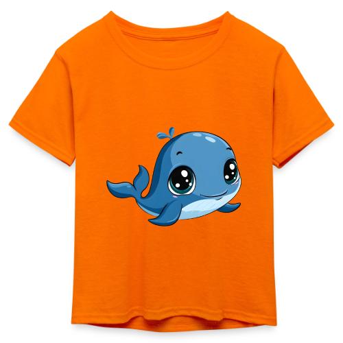 Smiling Blue Baby Whale - Kid's 50/50 Neon T-Shirt