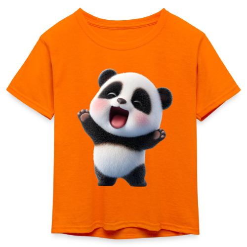 Happy Baby Panda Standing - Kid's 50/50 Neon T-Shirt