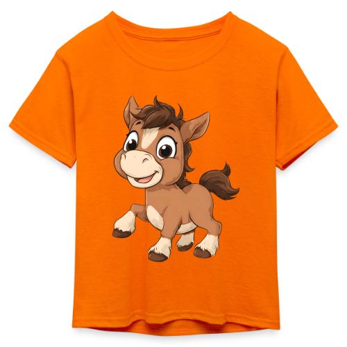 Playful Cartoon Baby Pony Full of Joy - Kid's 50/50 Neon T-Shirt