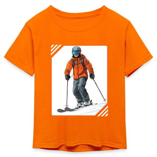 Skiing Thrill Ride - Kid's 50/50 Neon T-Shirt
