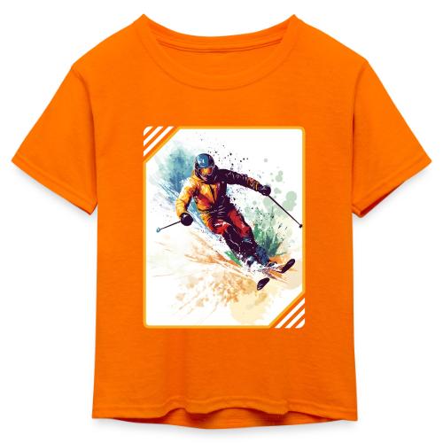 Winter Skiing Escape - Kid's 50/50 Neon T-Shirt