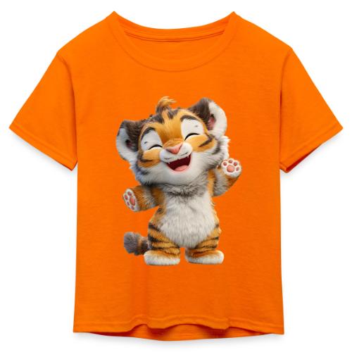 Energetic Baby Tiger Standing with Joy - Kid's 50/50 Neon T-Shirt