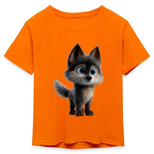 Innocent Cartoon Baby Wolf - Kid's 50/50 Neon T-Shirt