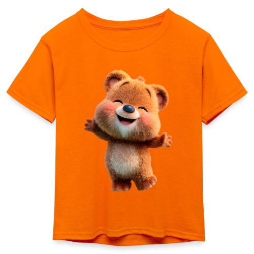 Joyful Baby Bear with Arms Up - Kid's 50/50 Neon T-Shirt
