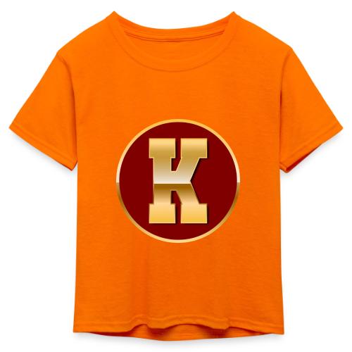 Letter K – Capital Varsity Alphabet Monogram - Kid's 50/50 Neon T-Shirt