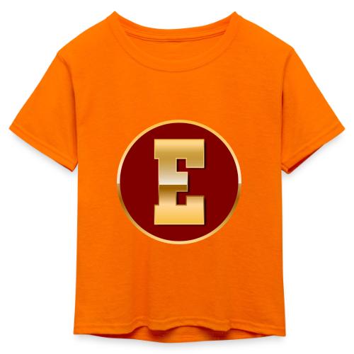 Letter E – Capital Varsity Alphabet Monogram - Kid's 50/50 Neon T-Shirt