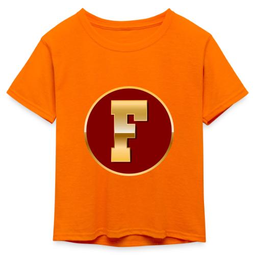 Letter F – Capital Varsity Alphabet Monogram - Kid's 50/50 Neon T-Shirt