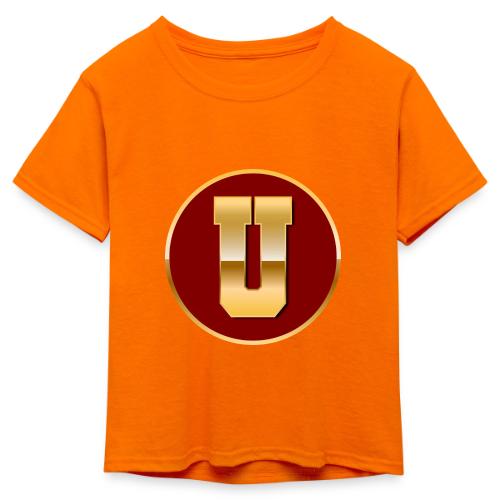 Letter U – Capital Varsity Alphabet Monogram - Kid's 50/50 Neon T-Shirt