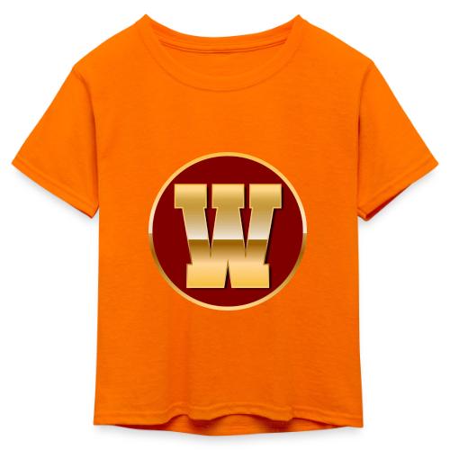 Letter W – Capital Varsity Alphabet Monogram - Kid's 50/50 Neon T-Shirt