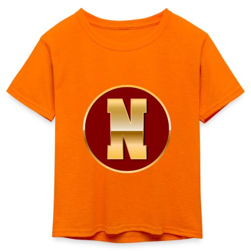 Letter N – Capital Varsity Alphabet Monogram - Kid's 50/50 Neon T-Shirt