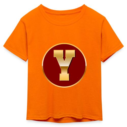 Letter Y – Capital Varsity Alphabet Monogram - Kid's 50/50 Neon T-Shirt