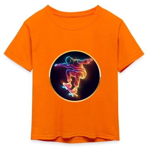 Skateboarding: Midnight Neon Skater - Kid's 50/50 Neon T-Shirt