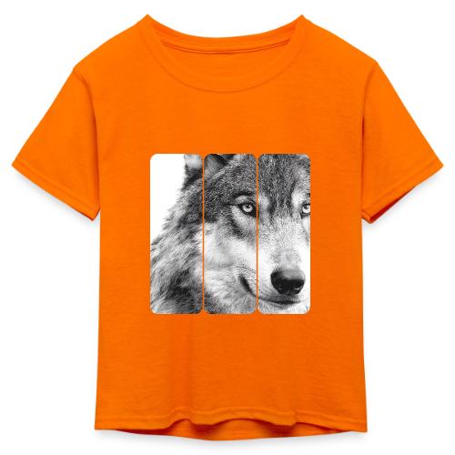 Wolf Face Triptych: Silent Alpha - Kid's 50/50 Neon T-Shirt