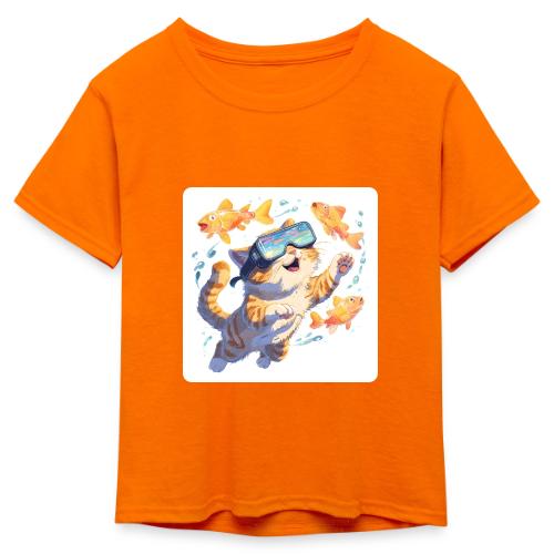 Cat: Neon Paws Adventure - Kid's 50/50 Neon T-Shirt