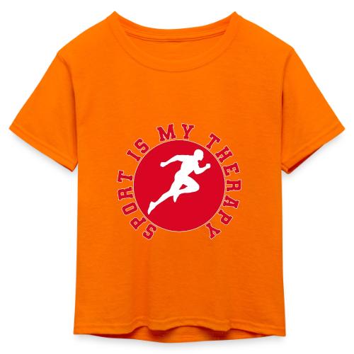 Sport Is My Therapy – Running Motivation Badge - Kid's 50/50 Neon T-Shirt