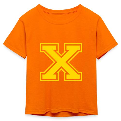 Letter X – Capital Athletic Alphabet Monogram - Kid's 50/50 Neon T-Shirt