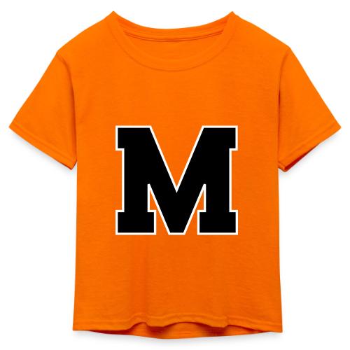 Varsity Letter M Collegiate Alphabet Art - Kid's 50/50 Neon T-Shirt