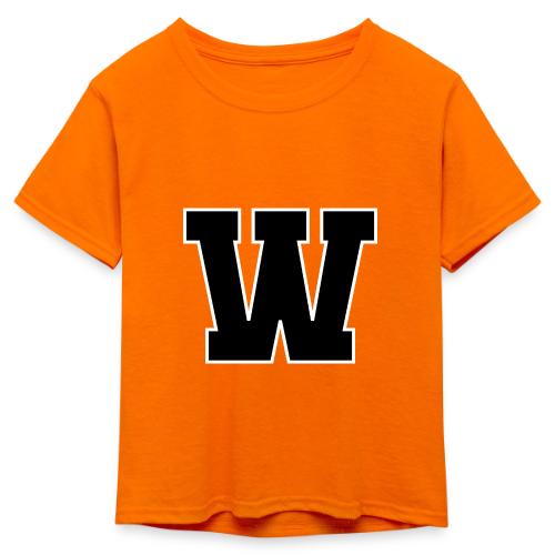Varsity Letter W Collegiate Font Design - Kid's 50/50 Neon T-Shirt