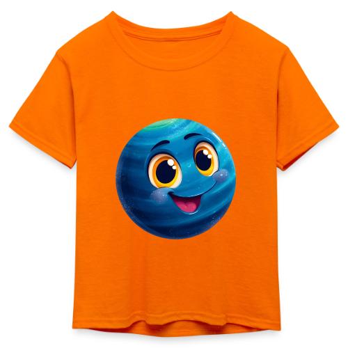 Smiling Blue Planet - Kid's 50/50 Neon T-Shirt