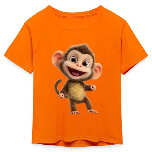 Happy Baby Monkey Standing - Kid's 50/50 Neon T-Shirt