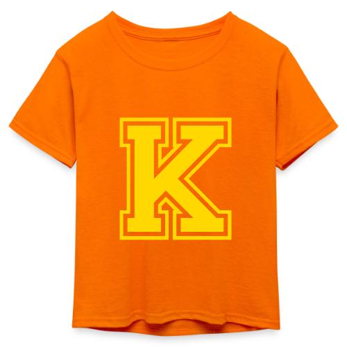 Letter k – Capital Athletic Alphabet Monogram - Kid's 50/50 Neon T-Shirt
