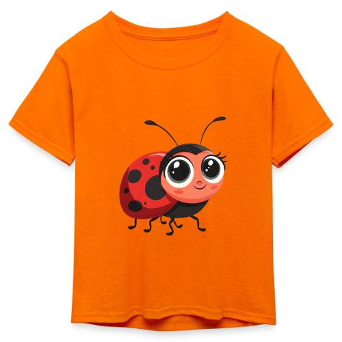 Cute Cartoon Ladybug Full of Joy - Kid's 50/50 Neon T-Shirt