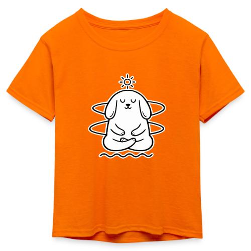 Cute Meditating Bunny Zen Yoga Animal - Kid's 50/50 Neon T-Shirt
