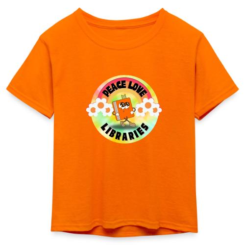 OLA Sticker - Peace Love Libraries - Kid's 50/50 Neon T-Shirt