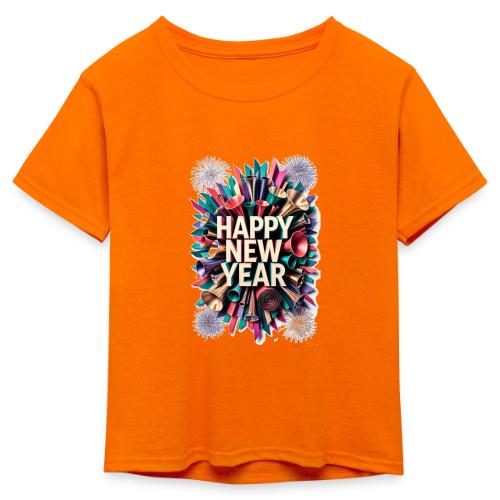 New Year's Party Horn T-Shirt - Kid's 50/50 Neon T-Shirt