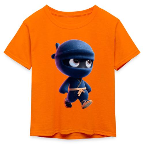 Playful Cartoon Baby Ninja Walking Happily - Kid's 50/50 Neon T-Shirt