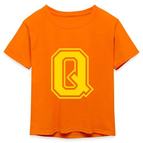 Letter Q – Capital Athletic Alphabet Monogram - Kid's 50/50 Neon T-Shirt