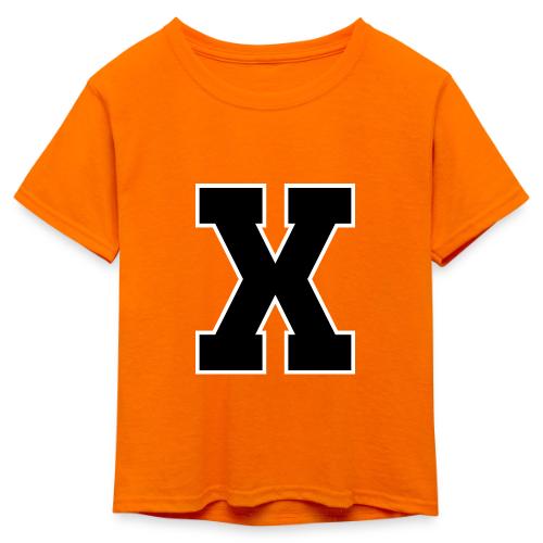 Varsity Letter X Athletic Monogram - Kid's 50/50 Neon T-Shirt