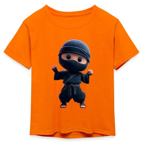Cute Cartoon Ninja Toddler in Fight Pose - Kid's 50/50 Neon T-Shirt