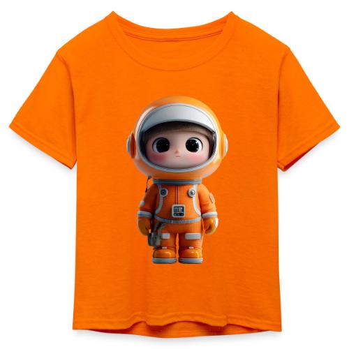 Cute Cartoon Astronaut in Orange Suit - Kid's 50/50 Neon T-Shirt