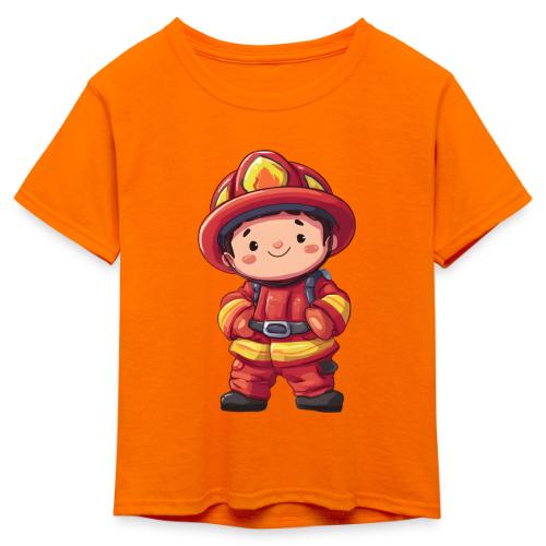 Friendly Firefighter Hero - Kid's 50/50 Neon T-Shirt