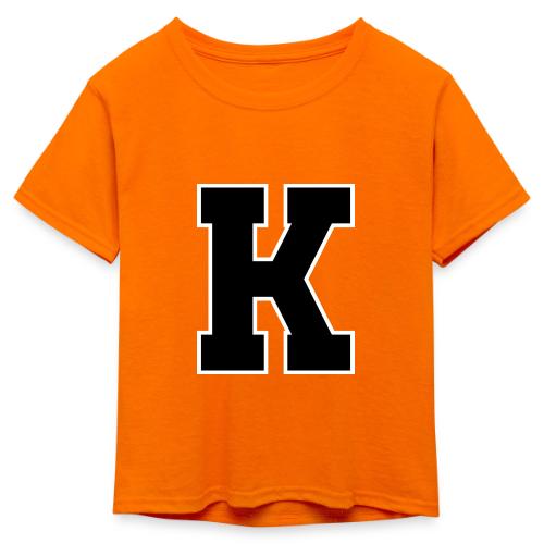 Varsity Letter K Collegiate Font Design - Kid's 50/50 Neon T-Shirt