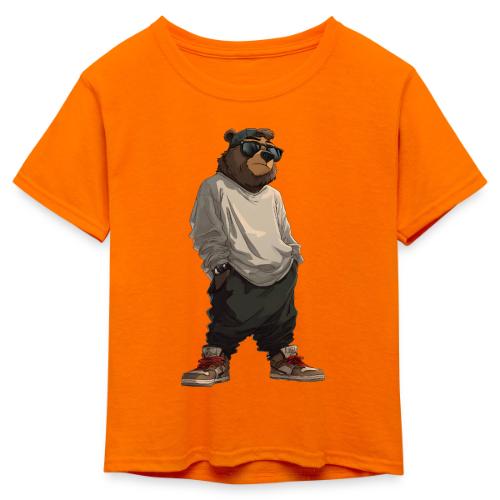 Urban Streetwear Bear Cool Apparel Design - Kid's 50/50 Neon T-Shirt