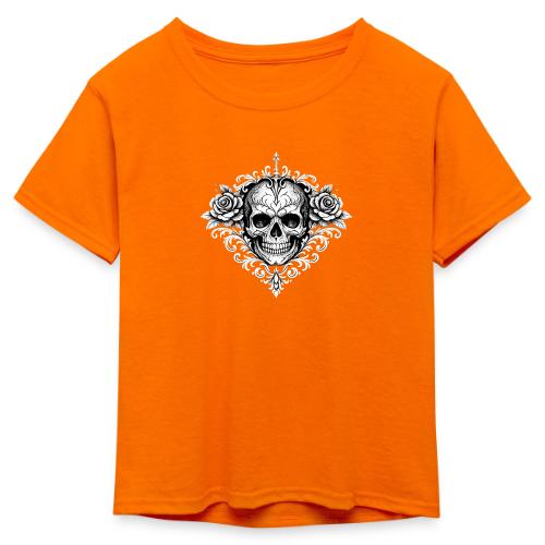 Gothic Filigree Skull - Kid's 50/50 Neon T-Shirt