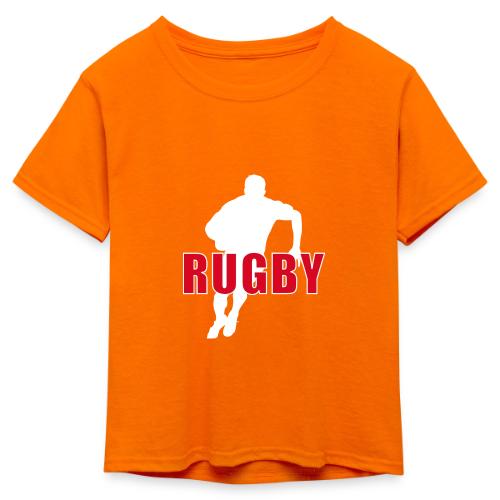 Bold Rugby Action Silhouette - Kid's 50/50 Neon T-Shirt