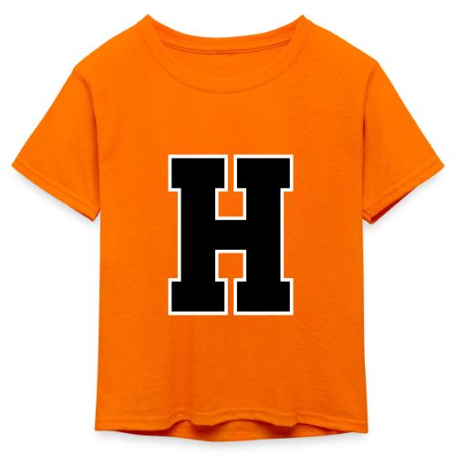 Varsity Letter H Athletic Font Design - Kid's 50/50 Neon T-Shirt