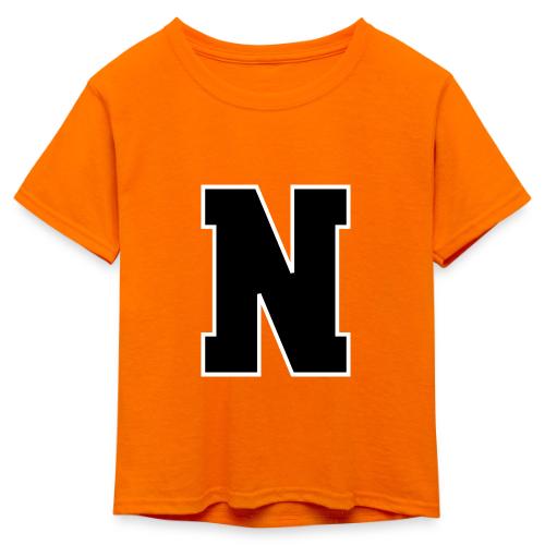 Varsity Letter N Athletic Font Graphic - Kid's 50/50 Neon T-Shirt