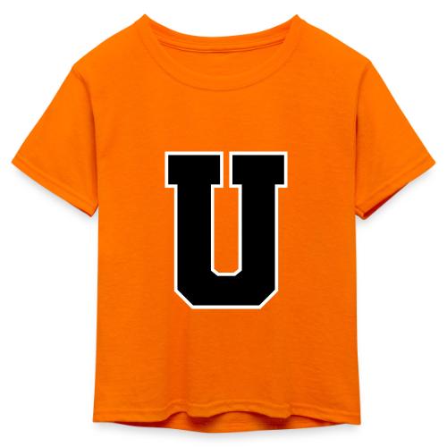 Varsity Letter U Collegiate Monogram - Kid's 50/50 Neon T-Shirt