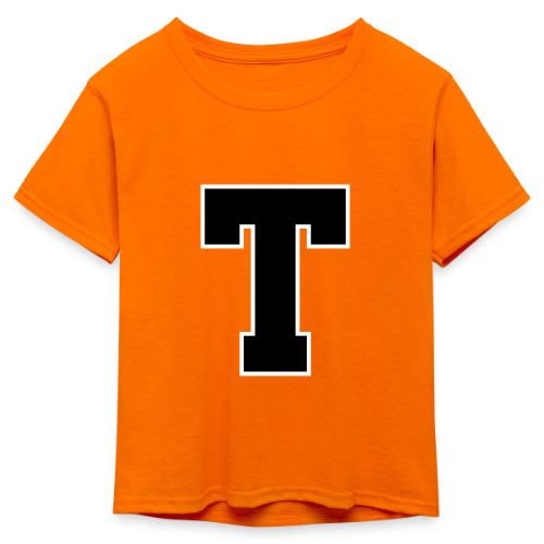 Varsity Letter T Athletic Font Design - Kid's 50/50 Neon T-Shirt