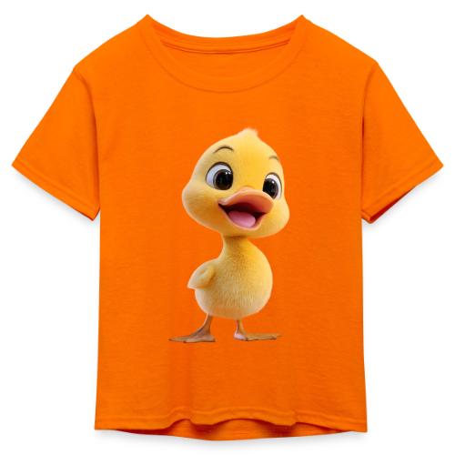 Bright Yellow Baby Duck Smiling - Kid's 50/50 Neon T-Shirt