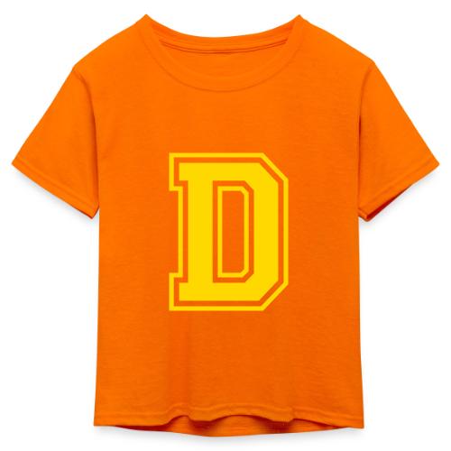 Letter D – Capital Athletic Alphabet Monogram - Kid's 50/50 Neon T-Shirt