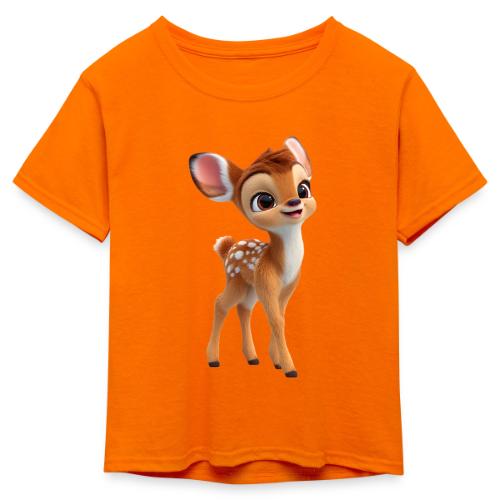 Sweet 3D Baby Deer with Big Eyes - Kid's 50/50 Neon T-Shirt