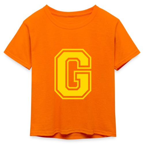 Letter G – Capital Athletic Alphabet Monogram - Kid's 50/50 Neon T-Shirt