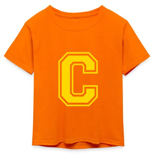 Letter C – Capital Athletic Alphabet Monogram - Kid's 50/50 Neon T-Shirt