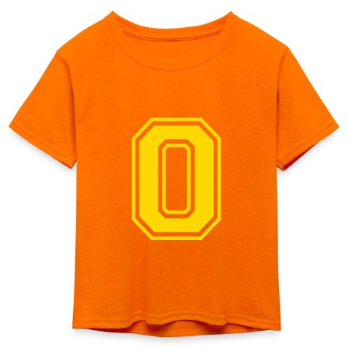 Letter O – Capital Athletic Alphabet Monogram - Kid's 50/50 Neon T-Shirt