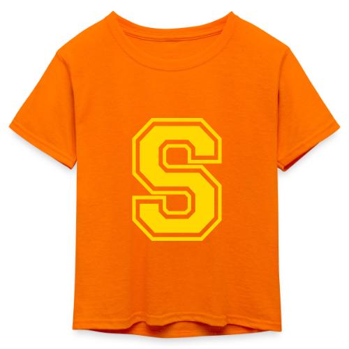 Letter S – Capital Athletic Alphabet Monogram - Kid's 50/50 Neon T-Shirt